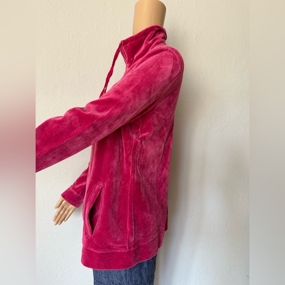 TALBOTS Rose Pink Soft Velvet Feel Velour Long Sleeve Light Jacket Size Mp - Picture 2 of 9
